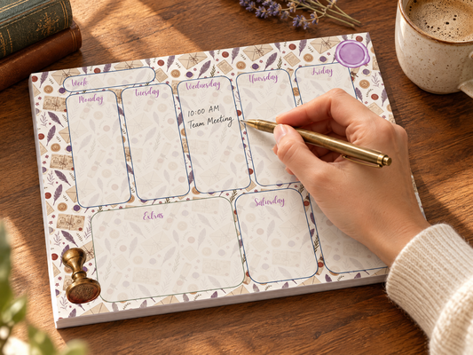 Vintage Letter & Quill Weekly Desk Planner Notepad